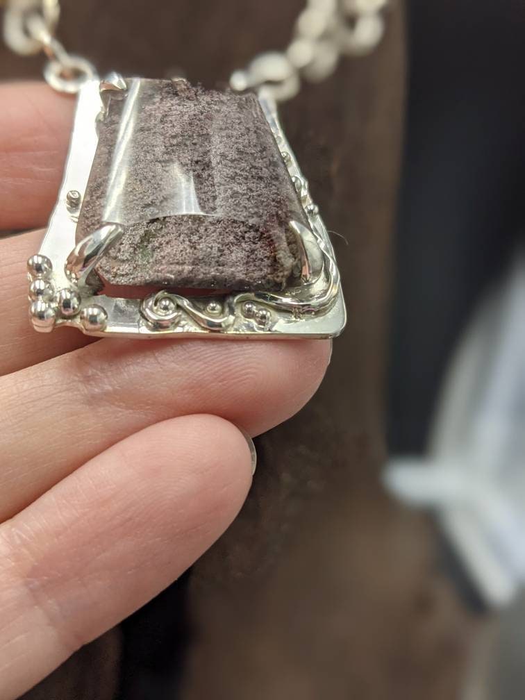 Moss agate choker, unusual cottagecore necklace, black diamond, granulation, handmade chain, red moss agate, Fae inspired necklace, twisted