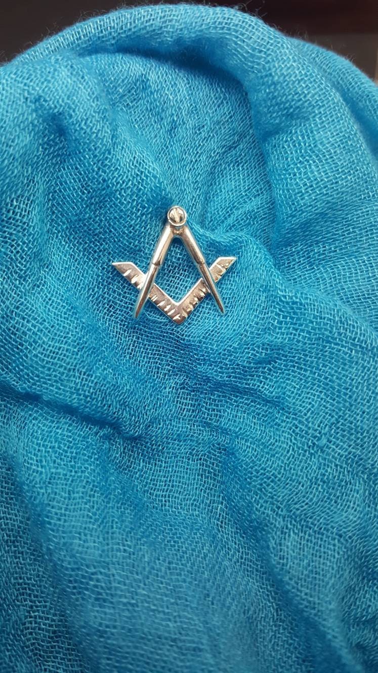 Sterling Silver Masonic Lapel Pin, Freemasonry Symbol, Men's Gift idea, unisex gift idea,