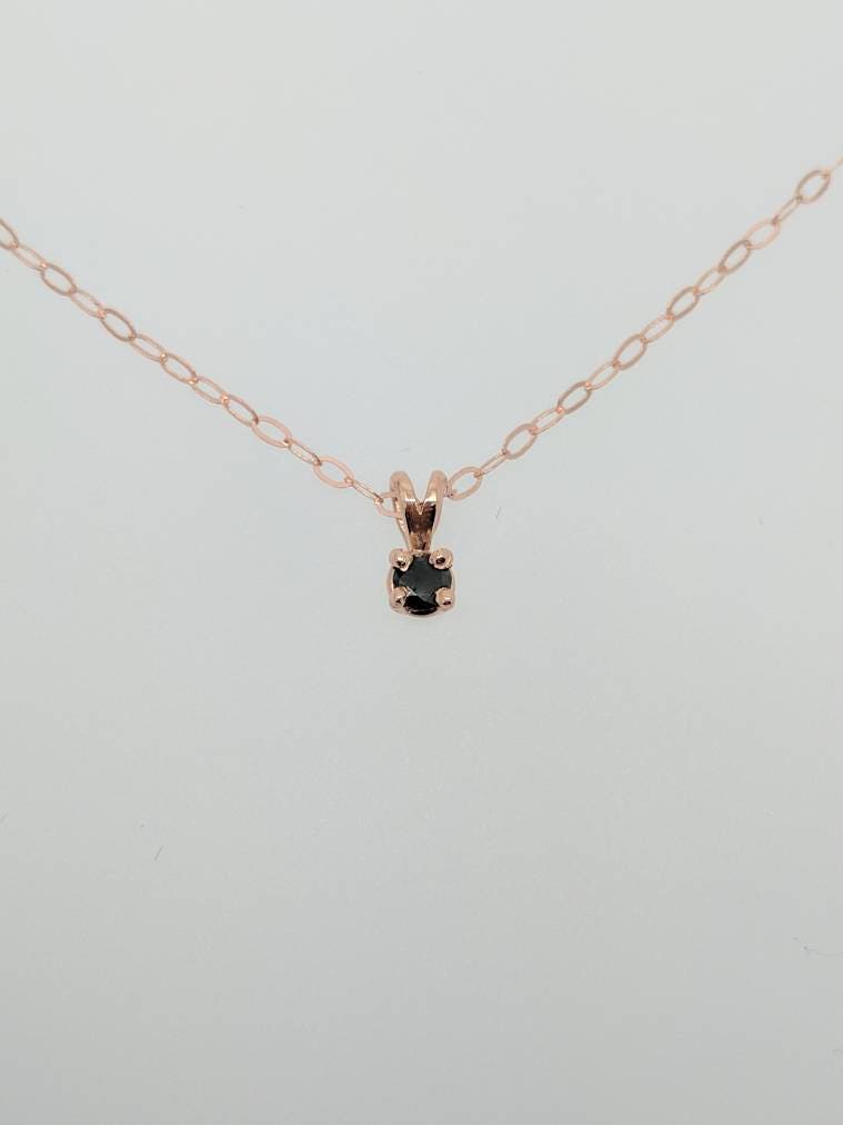 Black Diamond Pendant, 9ct Rose Gold, 16 inch Chain