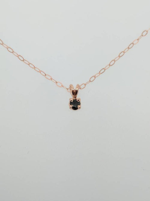 Black Diamond Pendant, 9ct Rose Gold, 16 inch Chain