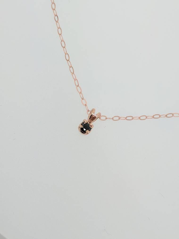 Black Diamond Pendant, 9ct Rose Gold, 16 inch Chain