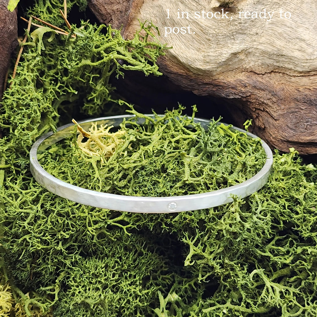Silver Moissanite bangle, Made to Order, diamond alternative, birthday gift, April birthstone, Mothers Day, Valentine's, Thankyou gift idea