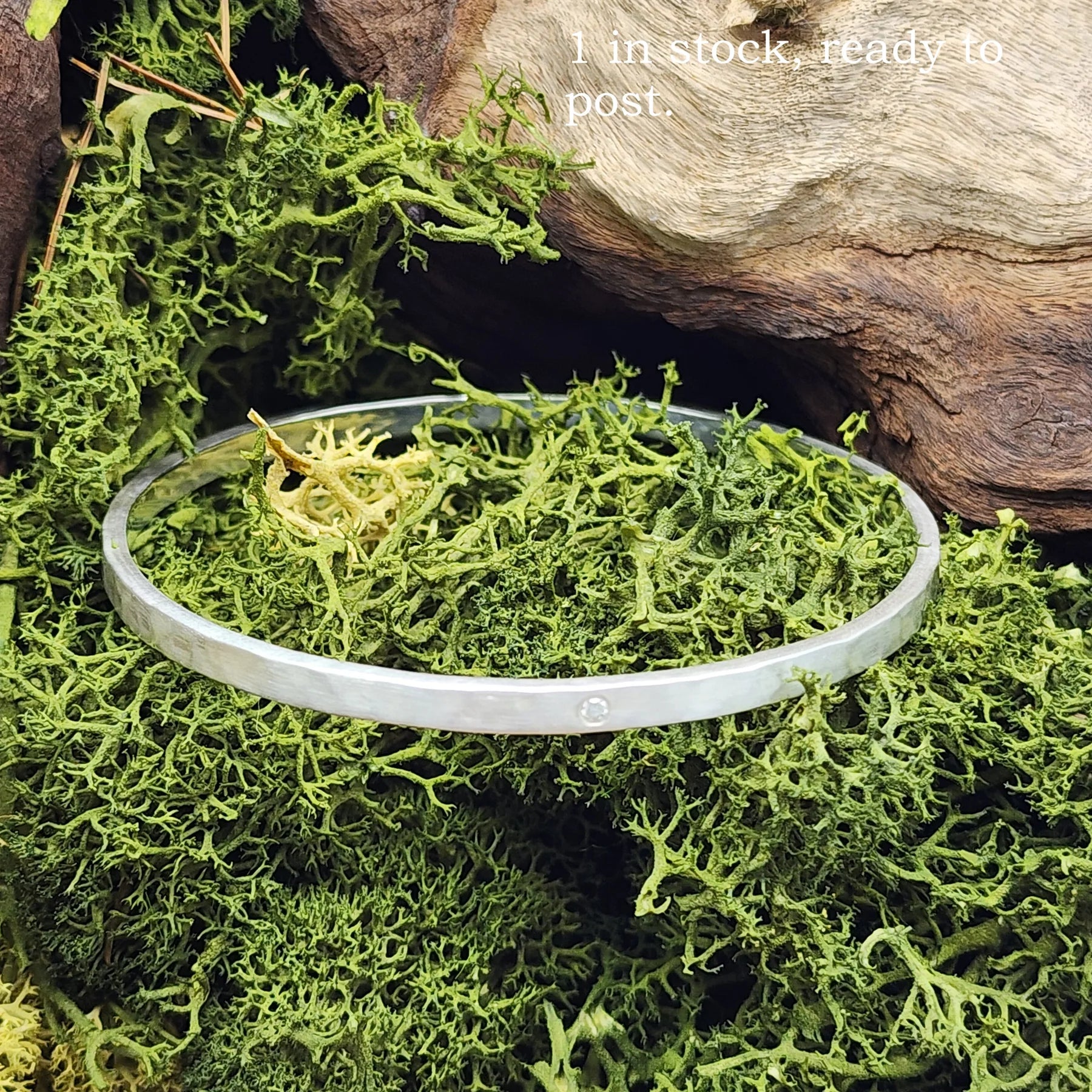 Silver Moissanite bangle, Made to Order, diamond alternative, birthday gift, April birthstone, Mothers Day, Valentine's, Thankyou gift idea