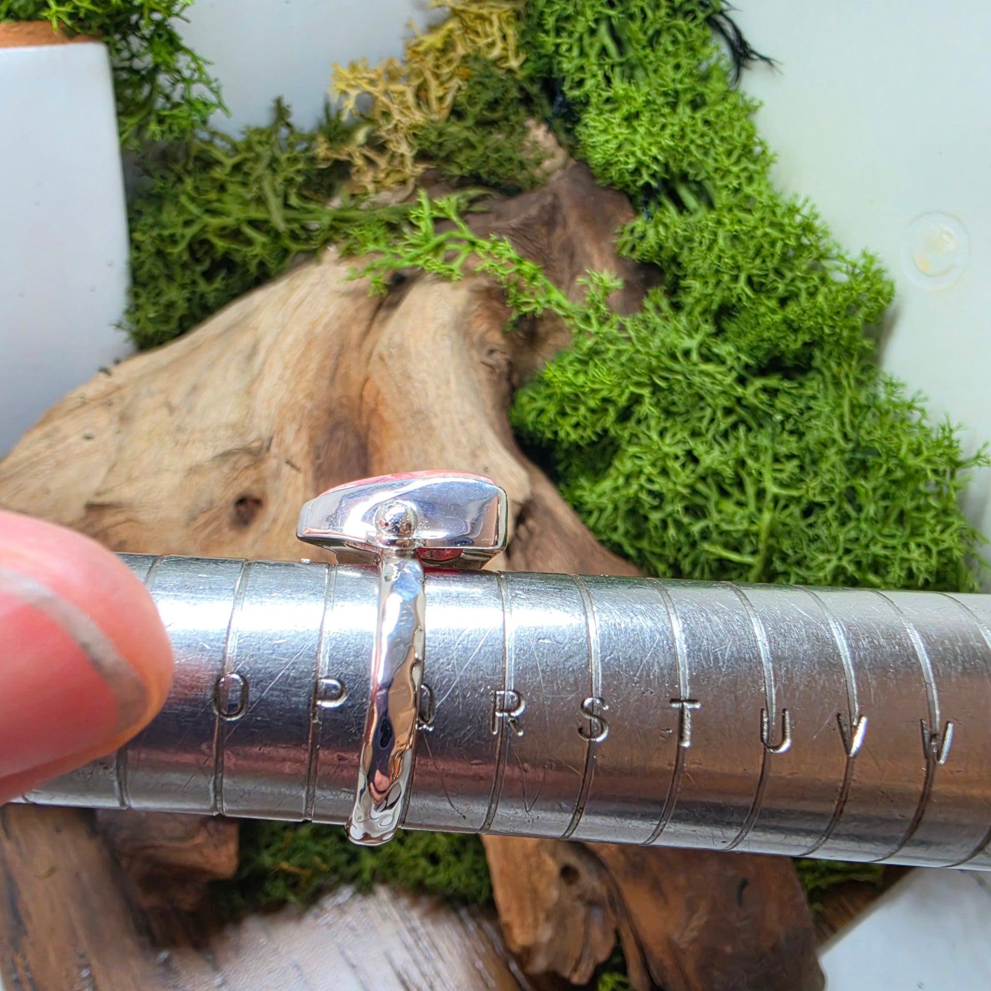Pink Rhodochrosite Sterling Silver Ring – Handmade Statement Ring
