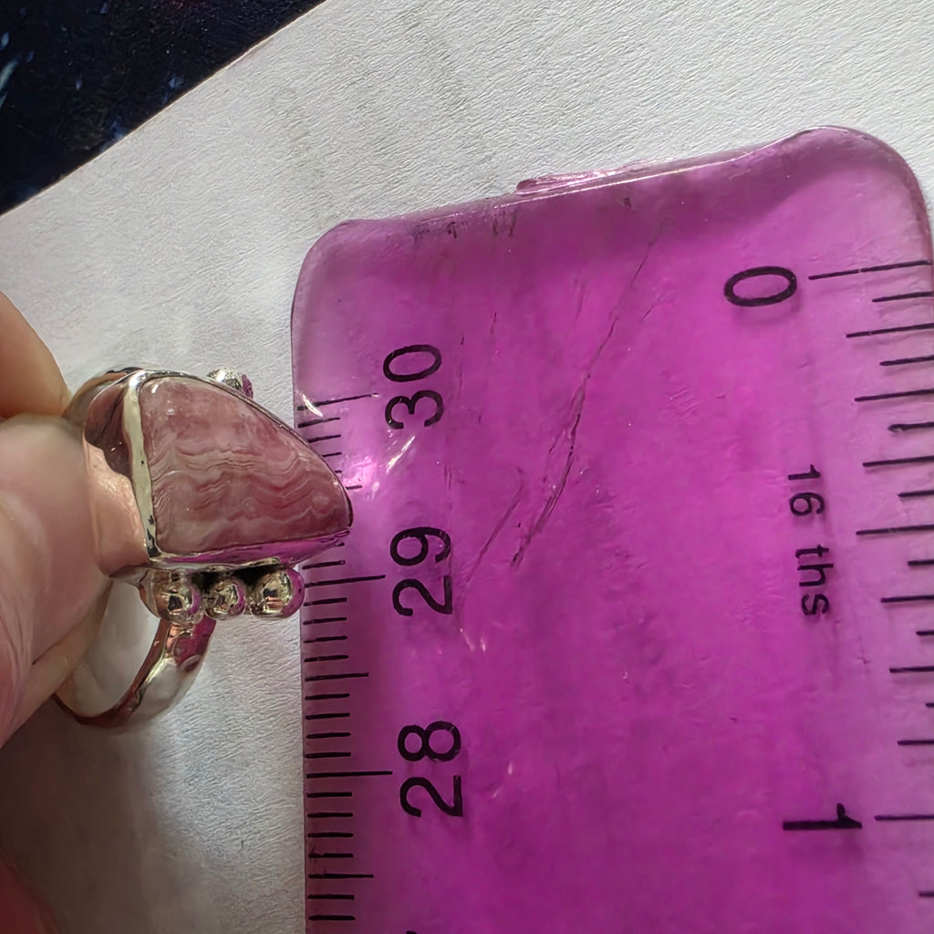 Pink Rhodochrosite Sterling Silver Ring – Handmade Statement Ring