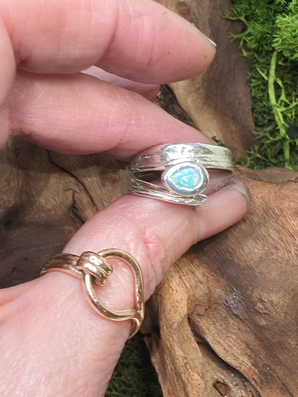 Sterling Silver Australian Opal Ring – Organic Handmade 925 Silver Ring