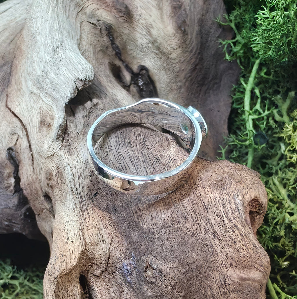 Sterling Silver Emerald Ring – Organic Handmade ring Size R/S but can be adjusted
