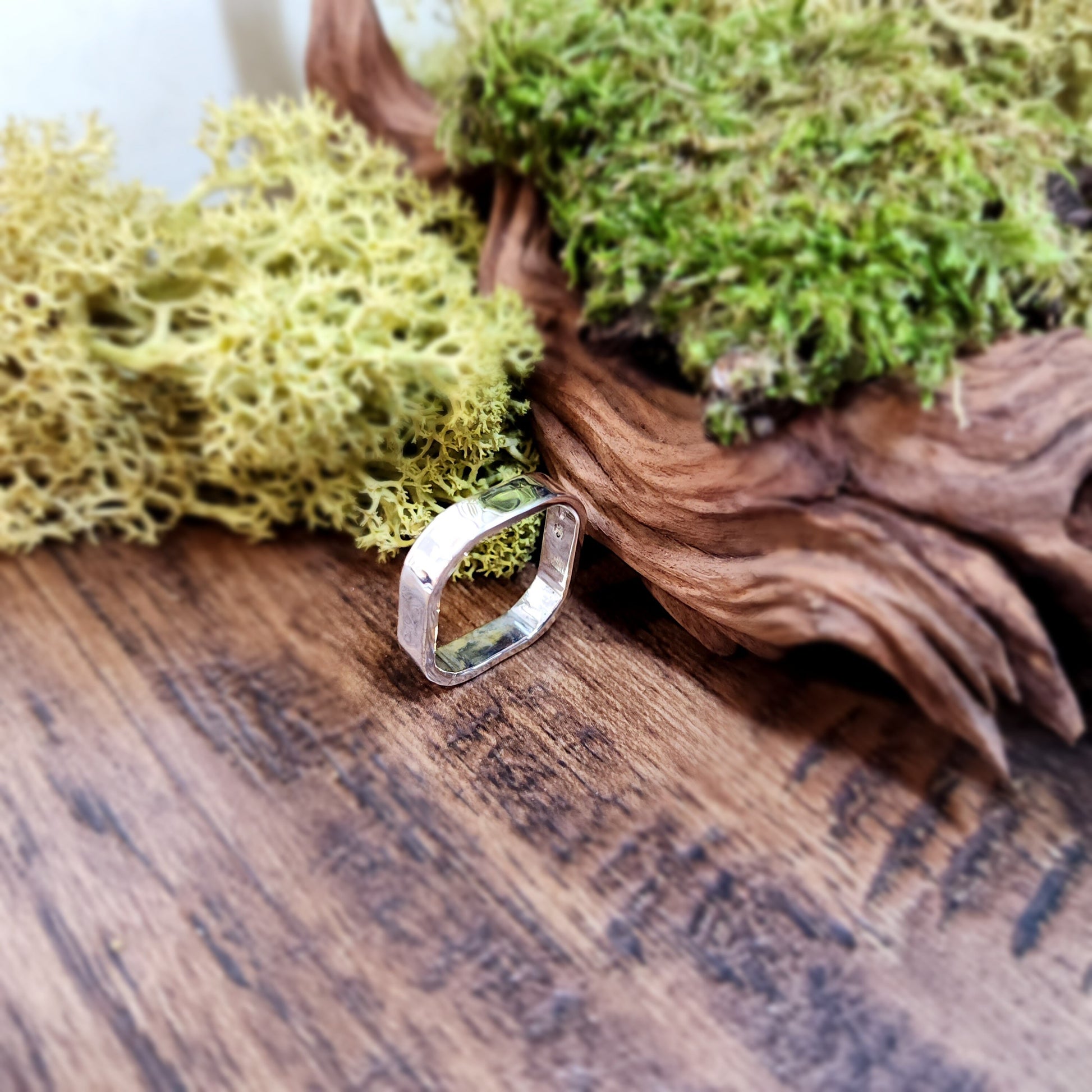Square silver band ring, hammered ring, square wedding ring, Made to Order only, alternative wedding, promise, engagement, hammered, textured silver, shape