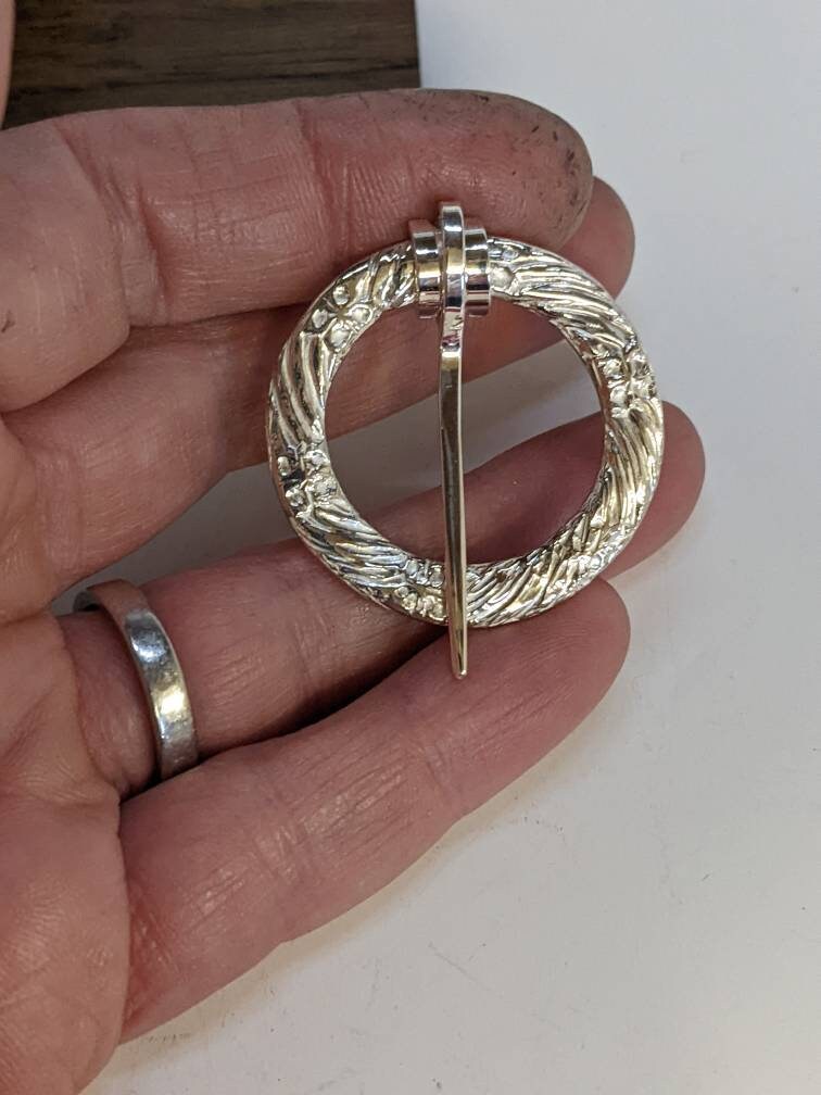 Sterling silver Brooch, medieval annular, historical jewellery, scarf brooch, handmade, hallmarked, circle, history, anniversary, birthday,