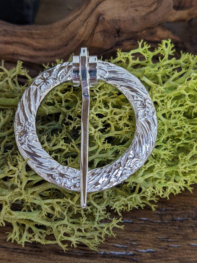 Sterling silver Brooch, medieval annular, historical jewellery, scarf brooch, handmade, hallmarked, circle, history, anniversary, birthday,