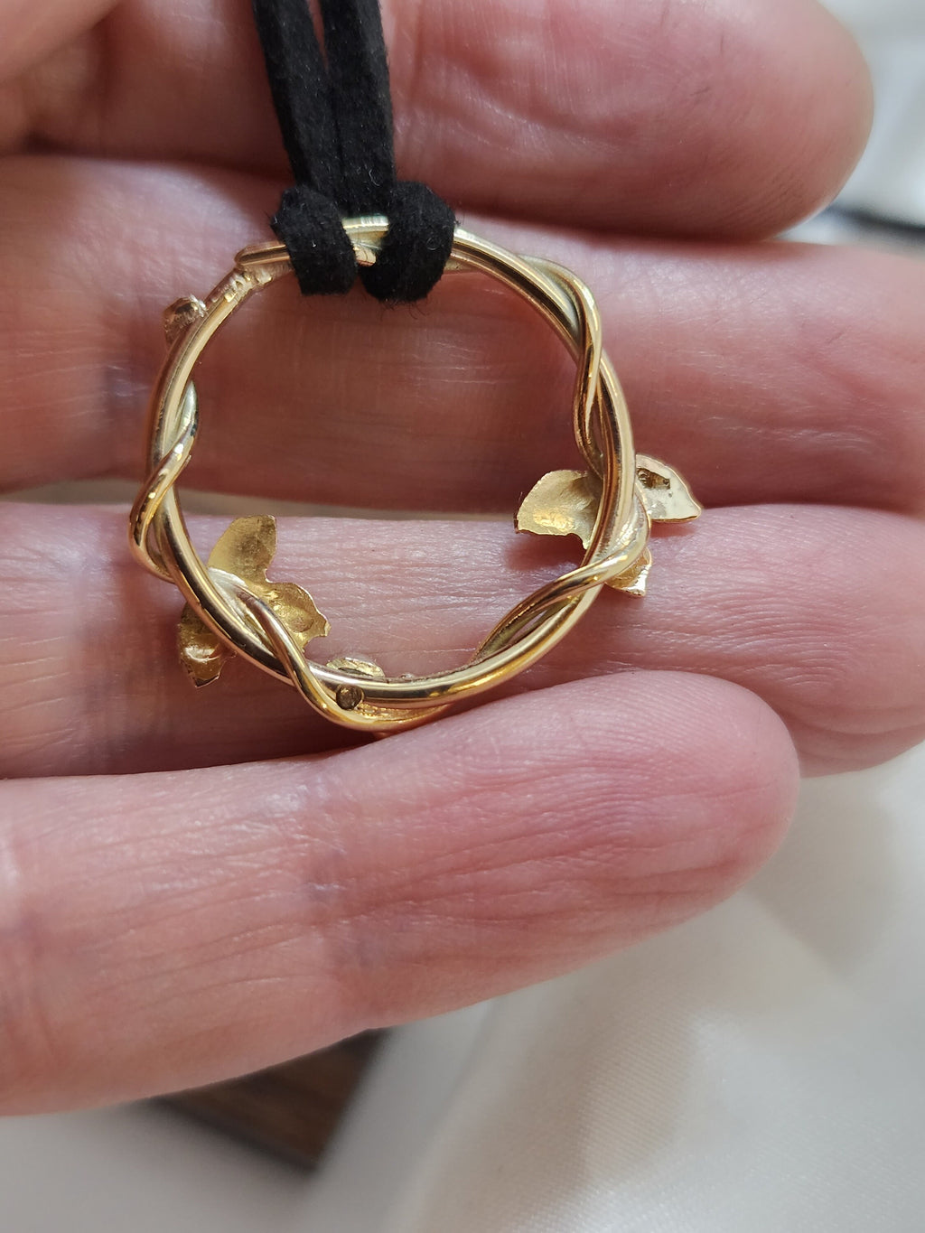 Gold and Rose Cut Diamond Ivy wreath pendant, made to order necklace, woodland themed pendant,  Forest gift, Ivy leaf, Hedera, Fae, Graduation