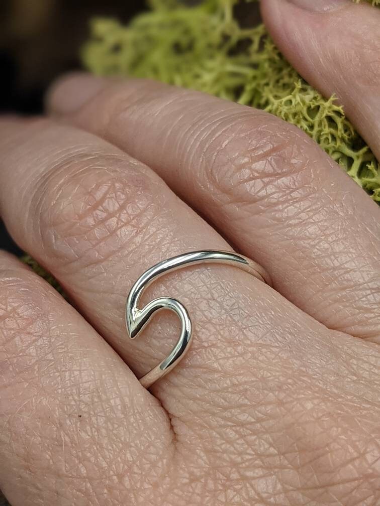 Handmade Sterling Silver Wave Ring, Ocean Jewelry, Surfer Gift