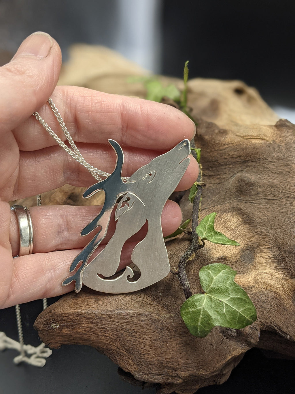 Hand pierced Sterling Silver Celtic Stag Pendant, In Stock, Statement Jewellery