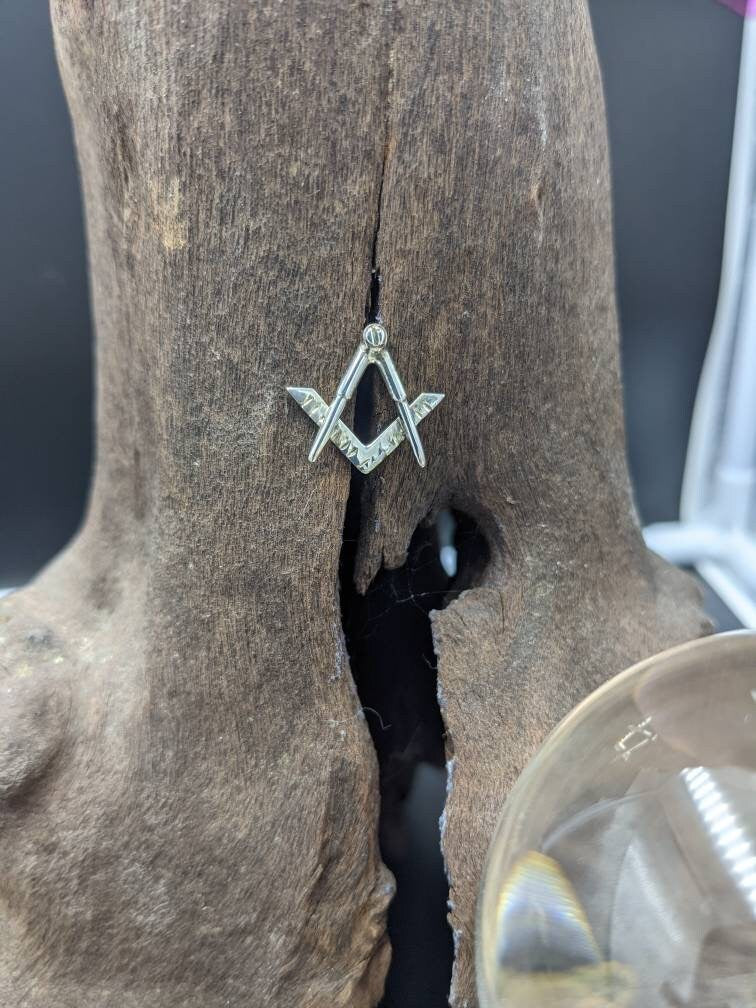 Sterling Silver Masonic Lapel Pin, Freemasonry Symbol, Men's Gift idea, unisex gift idea,