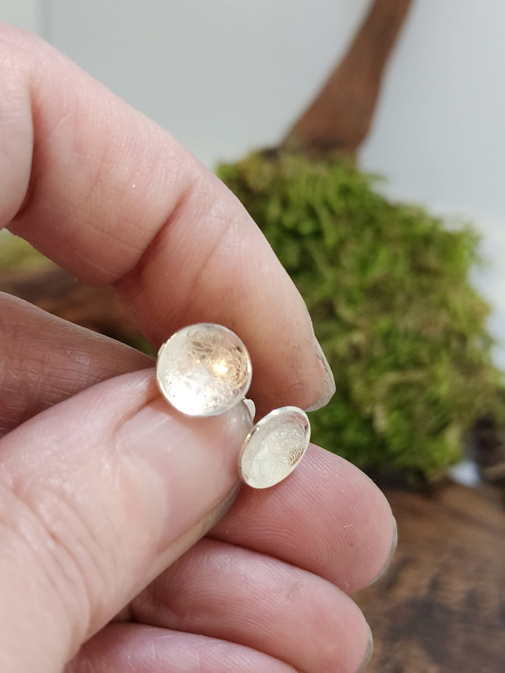 Domed stud earrings, circle, inverted dome studs, sterling silver earrings, gift for her, stocking filler, birthday gift, women, stocking stuffer