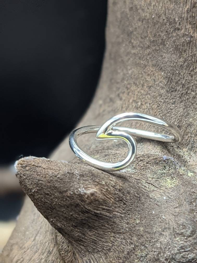 Handmade Sterling Silver Wave Ring, Ocean Jewelry, Surfer Gift