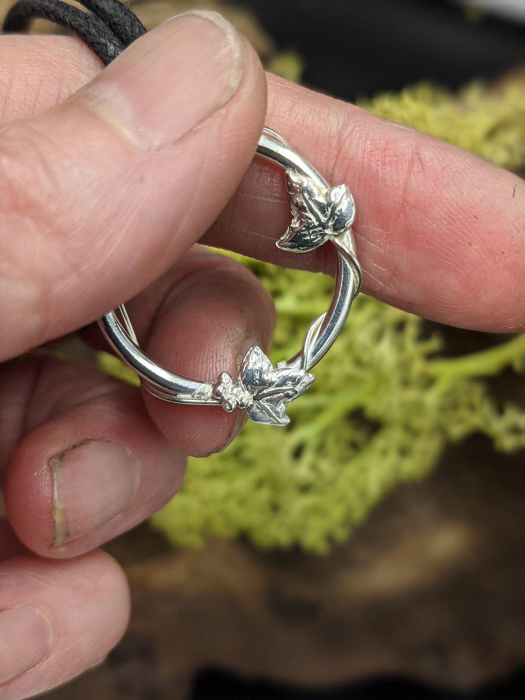 Diamond Ivy wreath pendant, made to order, silver necklace, woodland themed pendant,  Forest gift, Ivy leaf, Hedera, Fae, Pagan, Tree, Graduation, birthday