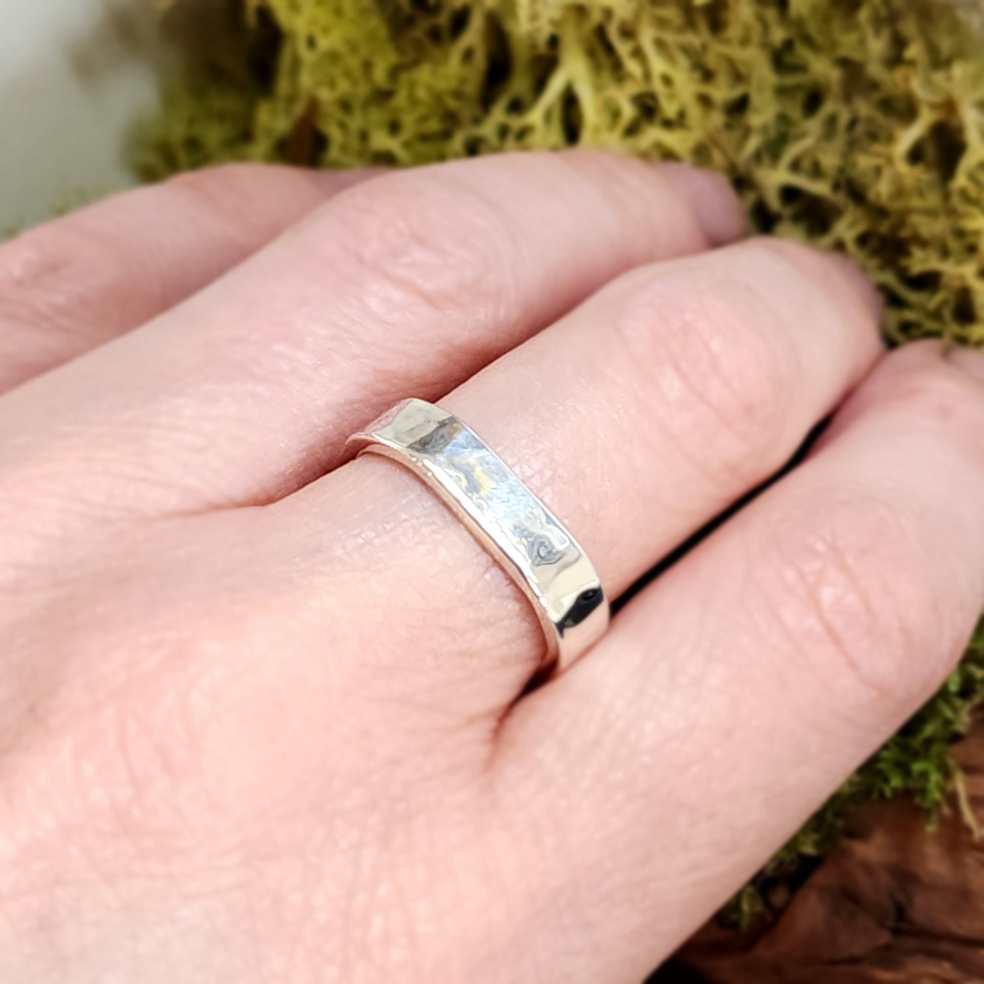 Square silver band ring, hammered ring, square wedding ring, Made to Order only, alternative wedding, promise, engagement, hammered, textured silver, shape