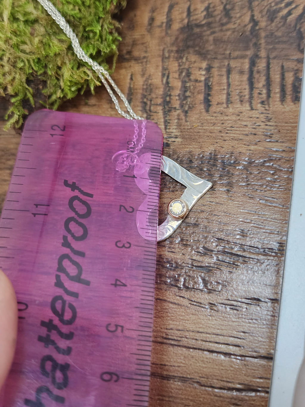 Silver textured open heart pendant with salt and pepper diamond, Diamond pendant, Christmas Gift, April Birthstone, Handmade, Birthday, Ready to post