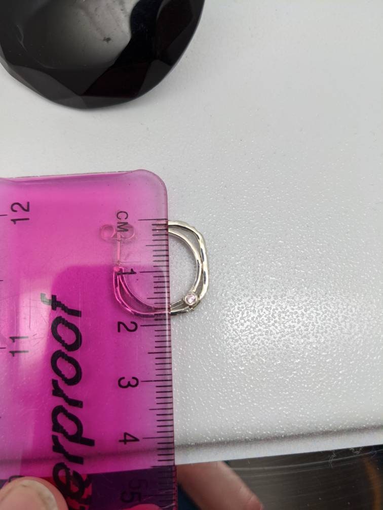 Silver Frame Hoop Earrings, Recycled Silver, Cubic Zirconia