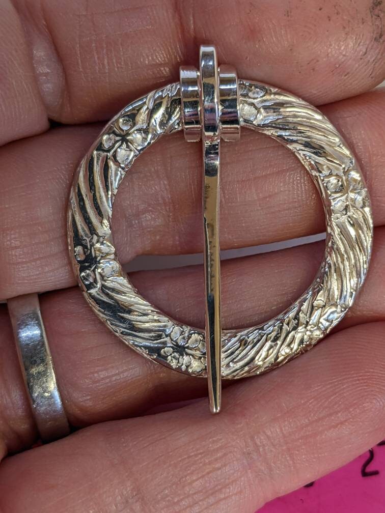 Sterling silver Brooch, medieval annular, historical jewellery, scarf brooch, handmade, hallmarked, circle, history, anniversary, birthday,