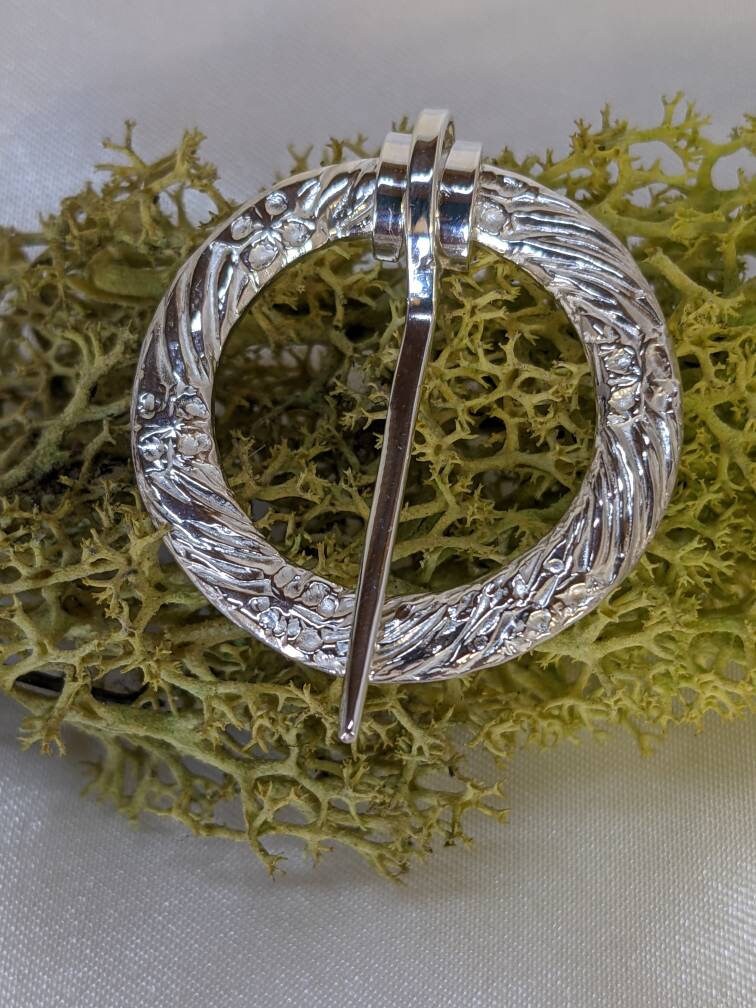Sterling silver Brooch, medieval annular, historical jewellery, scarf brooch, handmade, hallmarked, circle, history, anniversary, birthday,