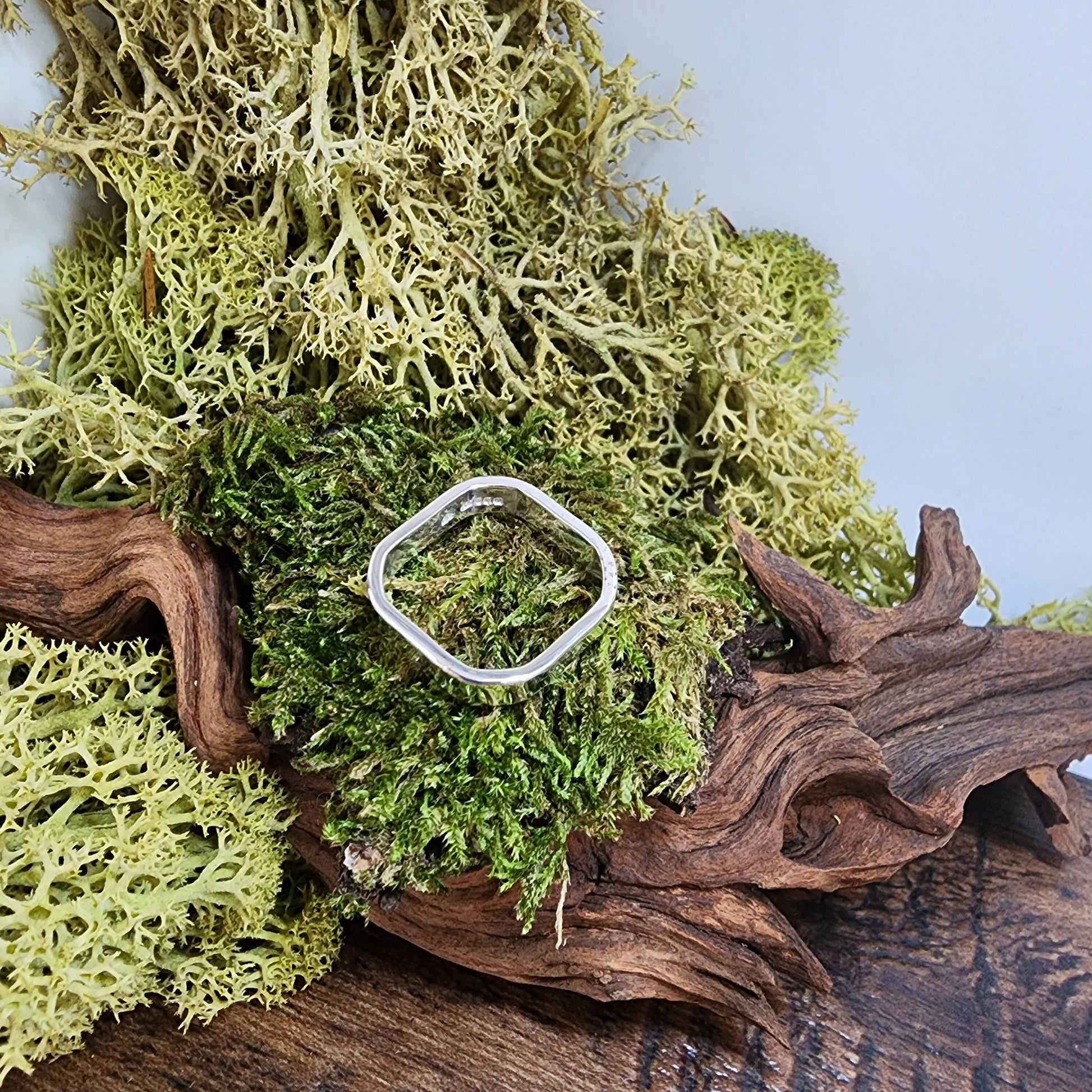 Square silver band ring, hammered ring, square wedding ring, Made to Order only, alternative wedding, promise, engagement, hammered, textured silver, shape