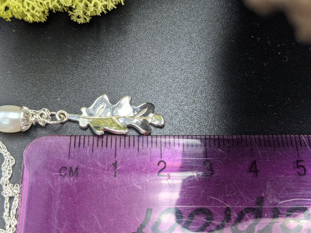 Handmade silver Oak leaf with Pearl Acorn, made to order, Sterling silver pendant, freshwater pearl, anniversary gift, pagan gift, new life, Mum, Ren faire