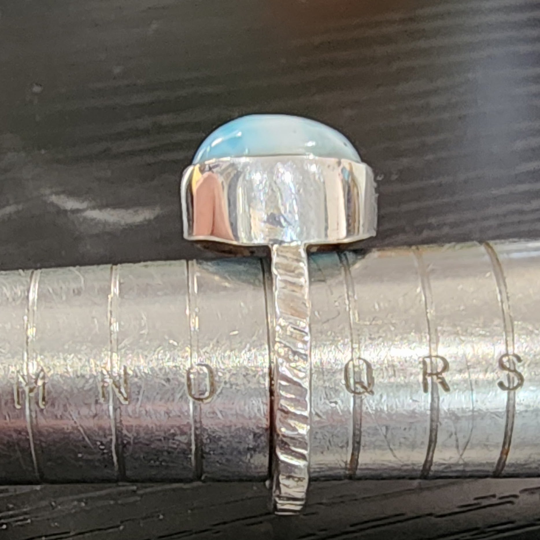 Silver Larimar statement ring, sterling silver ring, chunky ring, blue jewellery, sea theme gift, gift for her, ladies gift idea, handmade