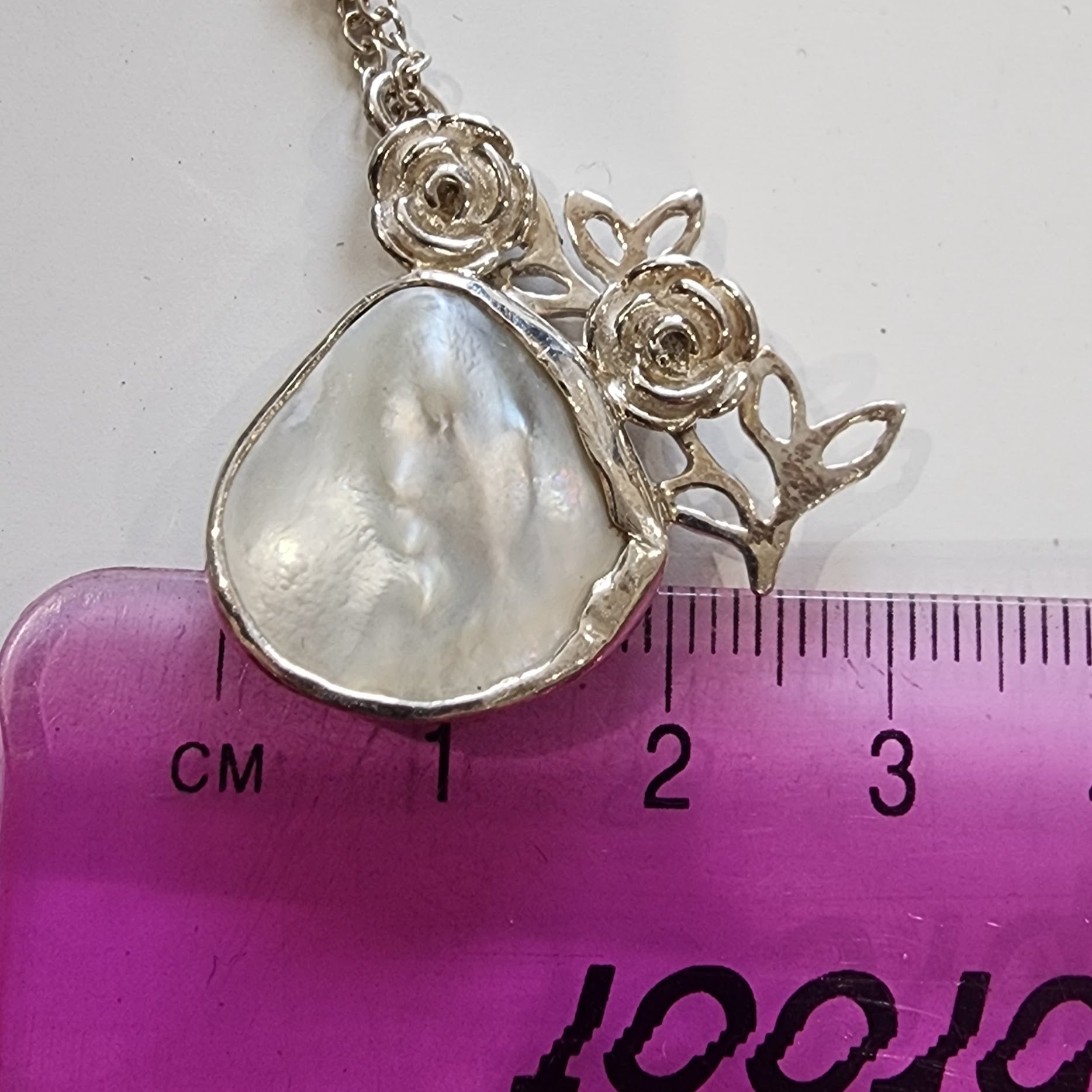 Silver Mother of Pearl and Rose pendant, Mother of pearl, Sterling silver, Climbing roses, rose lover gift, Free uk postage