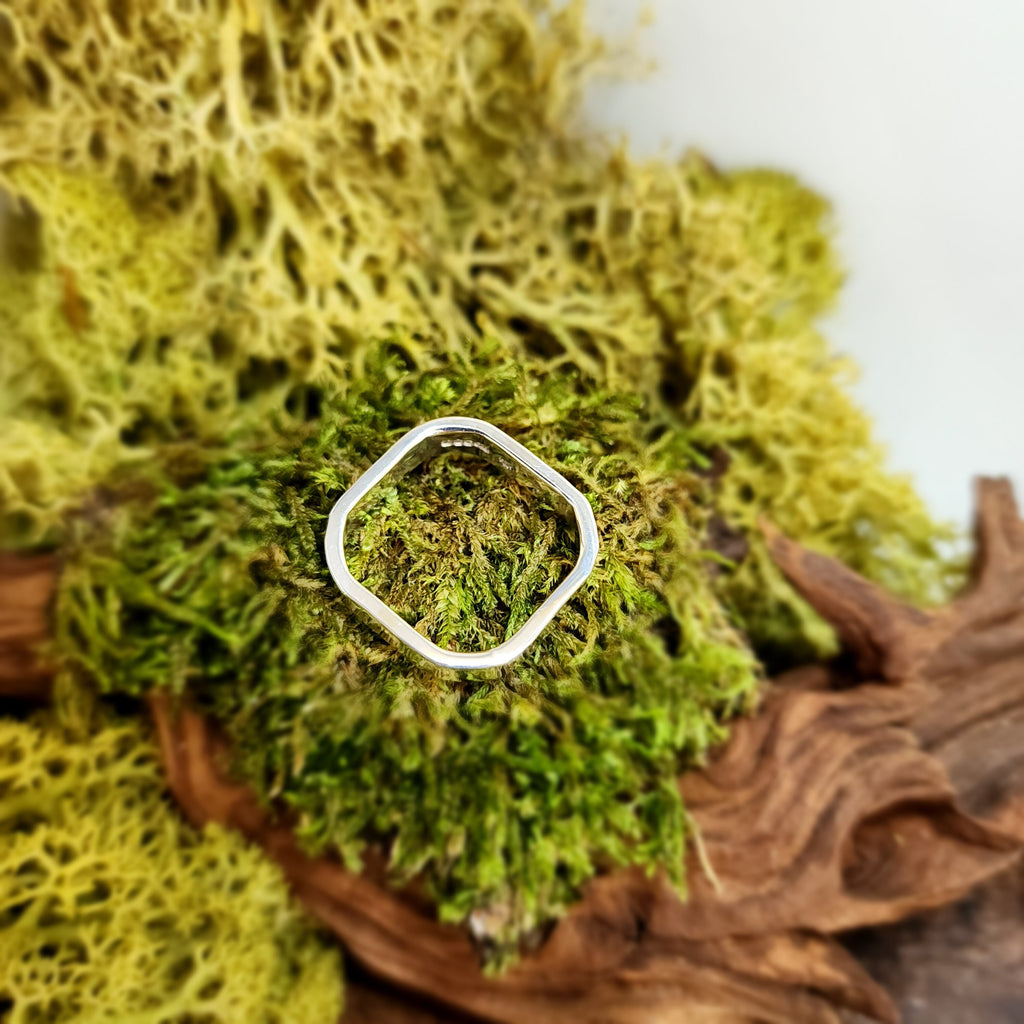 Square silver band ring, hammered ring, square wedding ring, Made to Order only, alternative wedding, promise, engagement, hammered, textured silver, shape