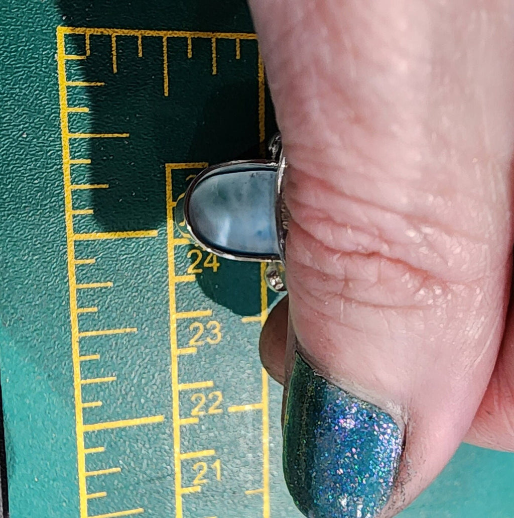 Silver Larimar statement ring, sterling silver ring, chunky ring, blue jewellery, sea theme gift, gift for her, ladies gift idea, handmade