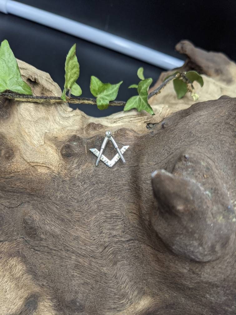 Sterling Silver Masonic Lapel Pin, Freemasonry Symbol, Men's Gift idea, unisex gift idea,