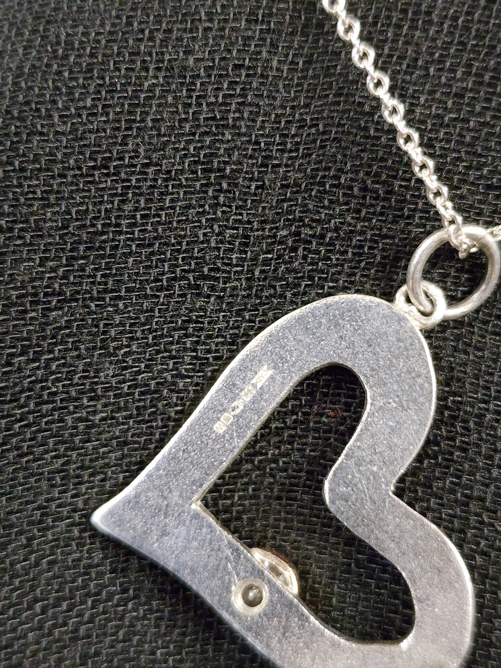 Silver textured open heart pendant with salt and pepper diamond, Diamond pendant, Christmas Gift, April Birthstone, Handmade, Birthday, Ready to post