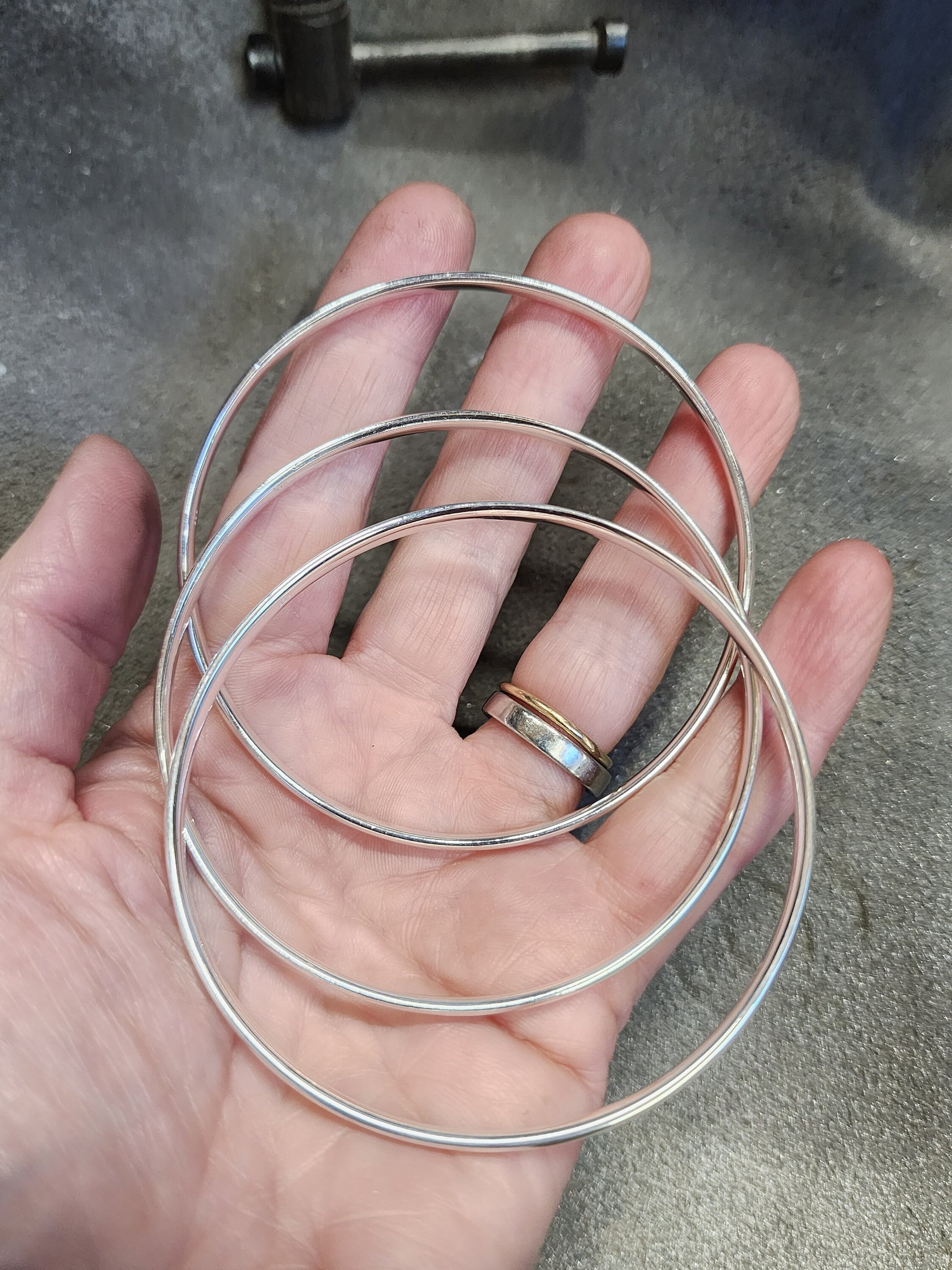 3.5mm Sterling Silver Court shaped Bangle, Ladies Bangle, Bracelet, Silver Bangle, Gents bangle, Unisex,  Slave bangle, Stackable bangle