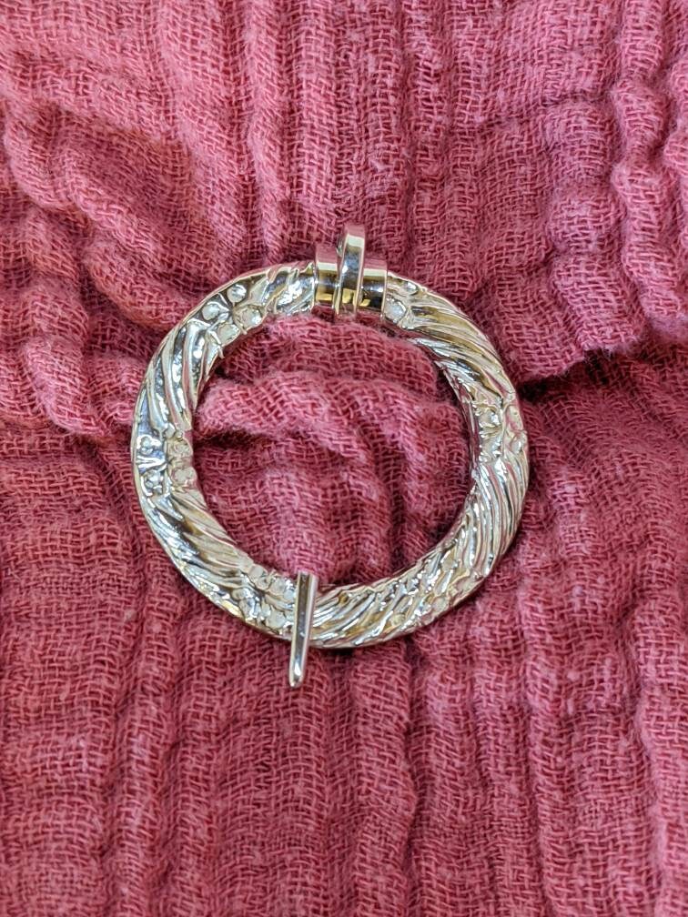 Sterling silver Brooch, medieval annular, historical jewellery, scarf brooch, handmade, hallmarked, circle, history, anniversary, birthday,