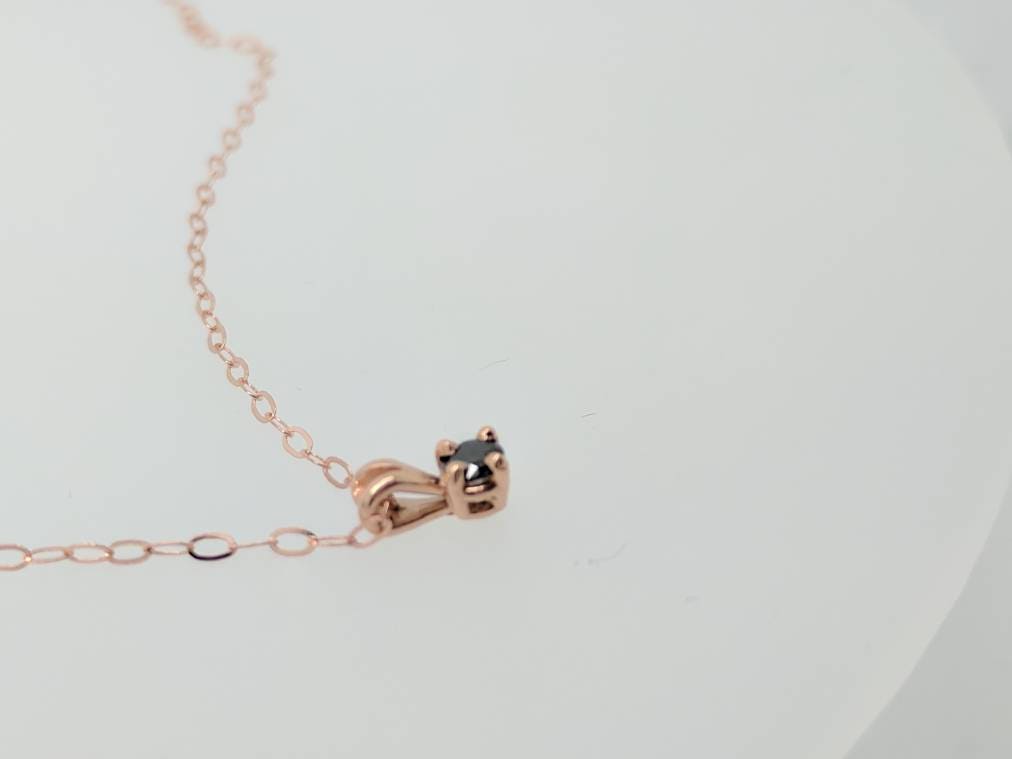 Black Diamond Pendant, 9ct Rose Gold, 16 inch Chain