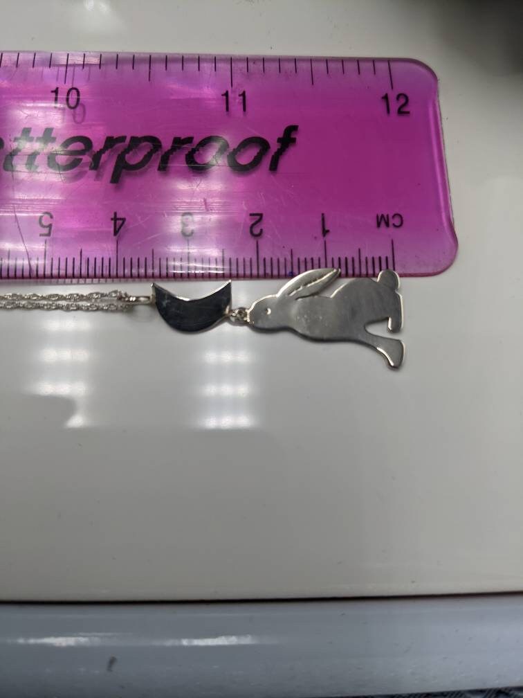 Moongazing hare pendant, Pagan jewellery, Pagan gift, new beginnings, Handcrafted silver pendant, Rabbit gift, bunny jewelry, eostre