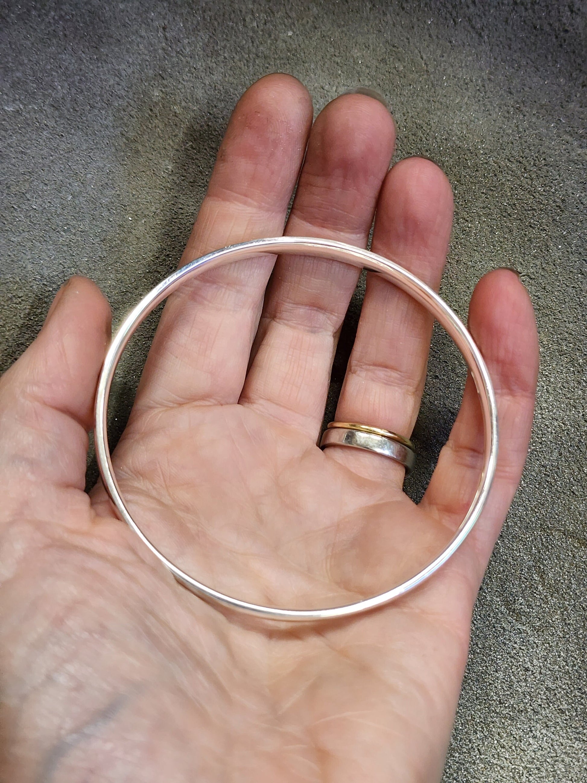 5mm Sterling Silver Court shaped bangle, made to order, Ladies bangle, Bracelet, Silver bangle, Gents bangle, Unisex,  Slave bangle, Stackable bangle