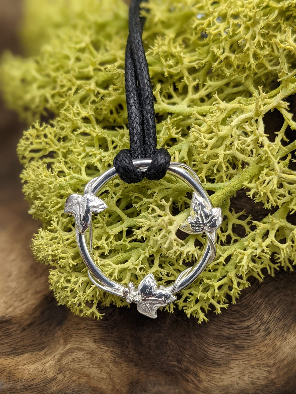 Diamond Ivy wreath pendant, made to order, silver necklace, woodland themed pendant,  Forest gift, Ivy leaf, Hedera, Fae, Pagan, Tree, Graduation, birthday