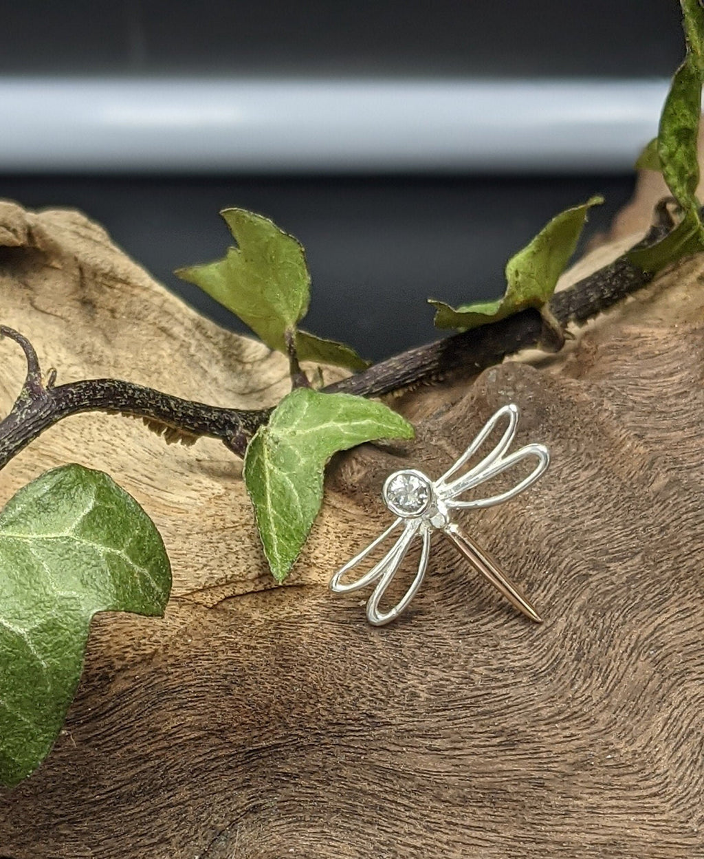 Silver and gold Diamond set dragonfly pin, dragonfly lapel pin, diamond brooch, Dragonfly jewellery, insect jewellery, Mum gift, womens gift