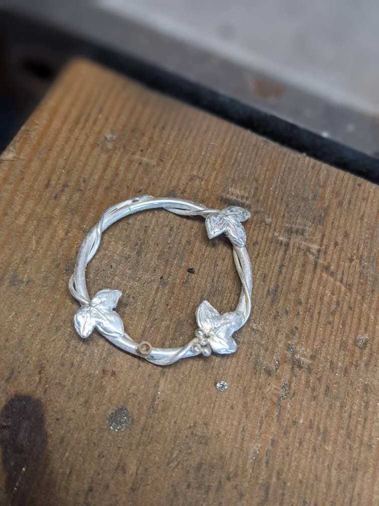 Diamond Ivy wreath pendant, made to order, silver necklace, woodland themed pendant,  Forest gift, Ivy leaf, Hedera, Fae, Pagan, Tree, Graduation, birthday