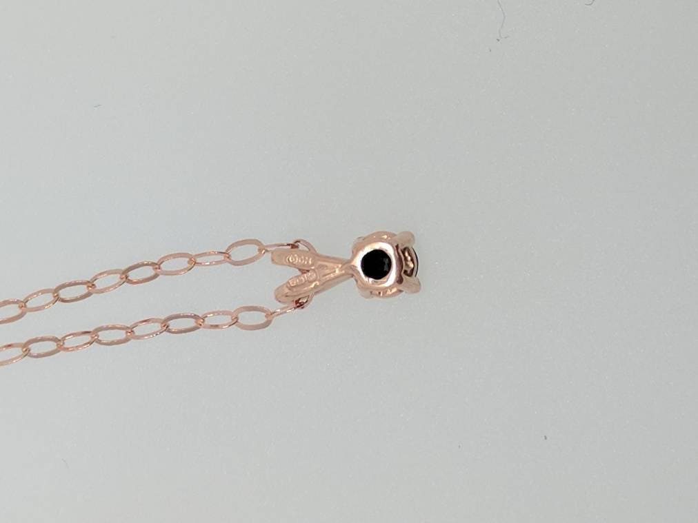 Black Diamond Pendant, 9ct Rose Gold, 16 inch Chain