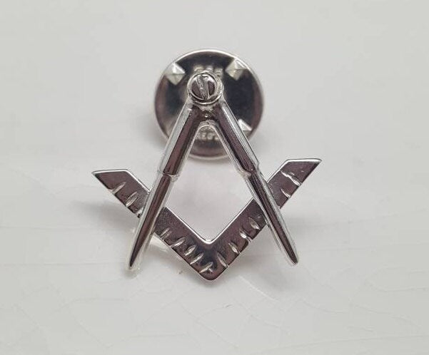 Sterling Silver Masonic Lapel Pin, Freemasonry Symbol, Men's Gift idea, unisex gift idea,