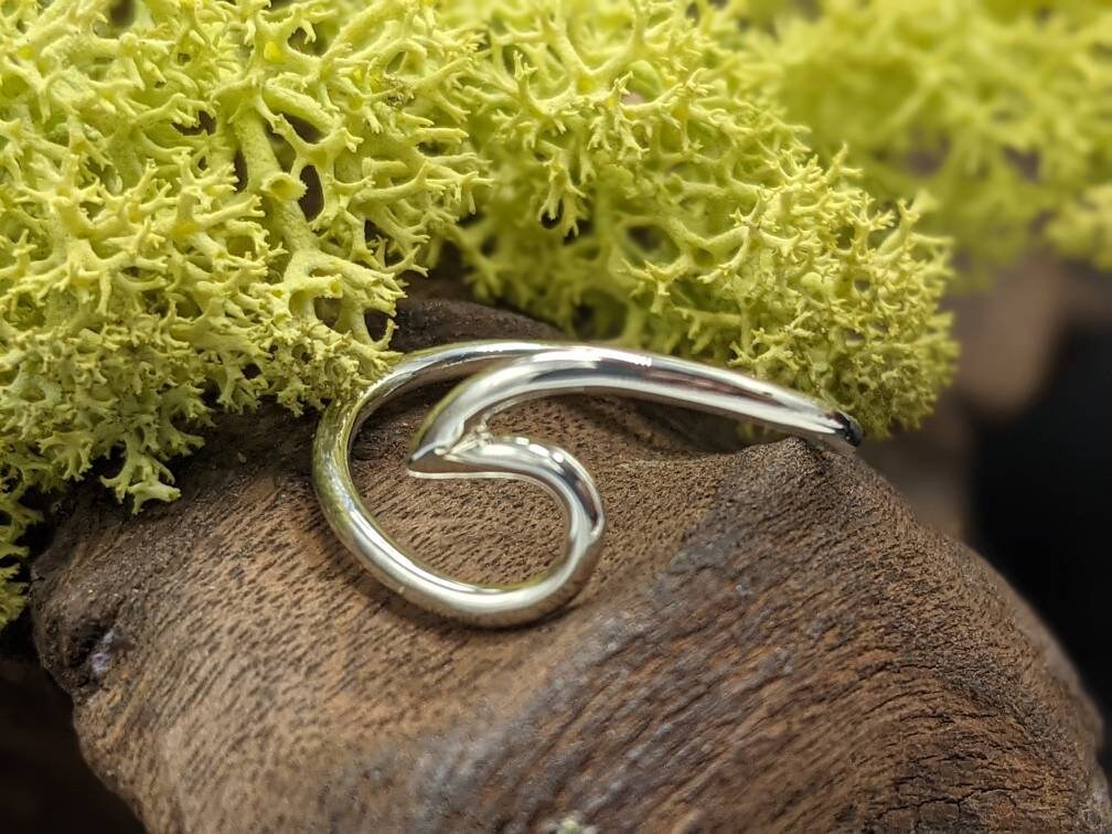Handmade Sterling Silver Wave Ring, Ocean Jewelry, Surfer Gift