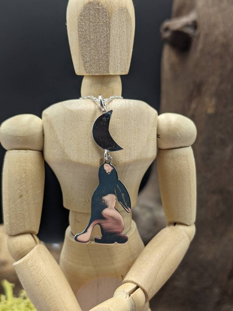 Moongazing hare pendant, Pagan jewellery, Pagan gift, new beginnings, Handcrafted silver pendant, Rabbit gift, bunny jewelry, eostre