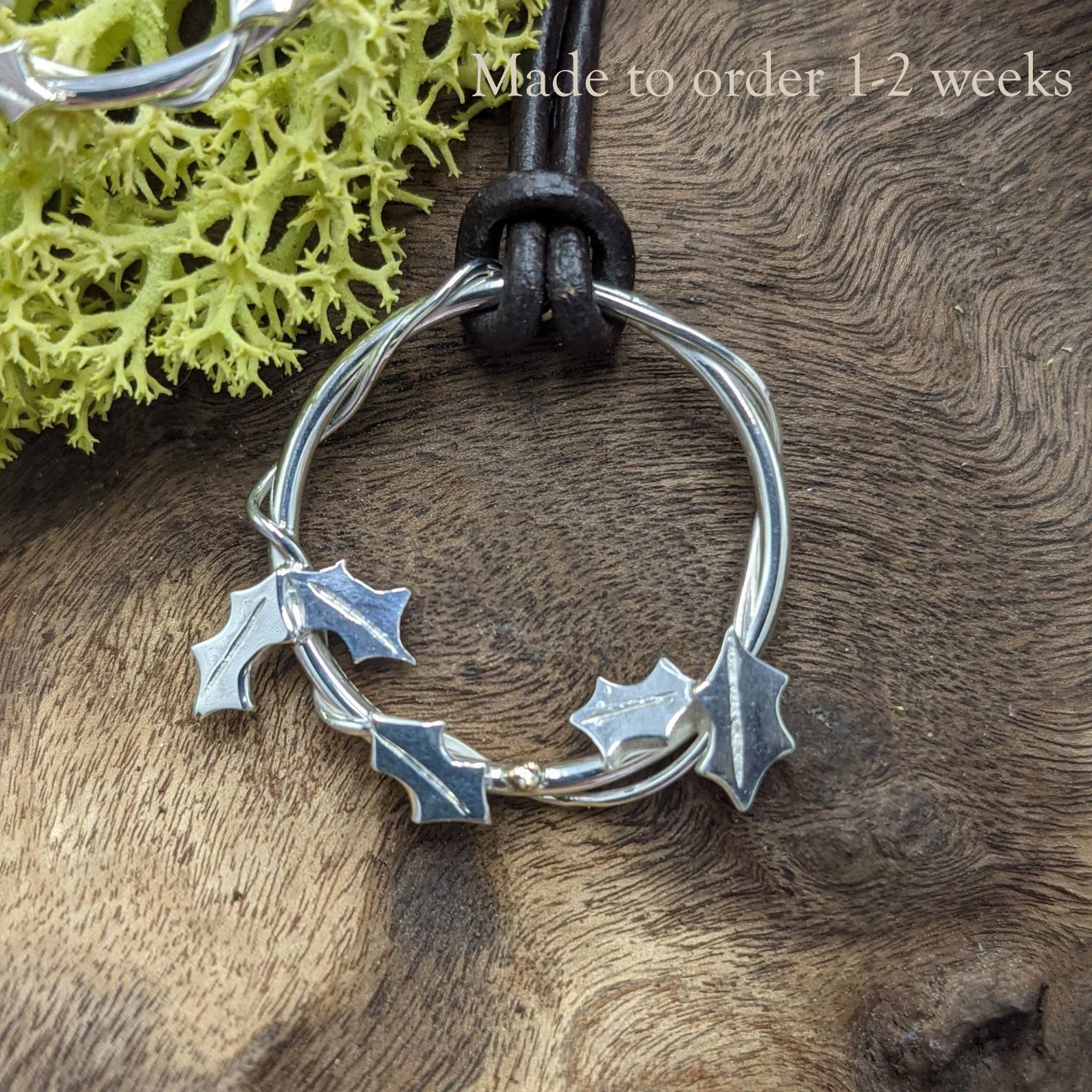 Holly Leaf Wreath Pendant, In Stock, Winter, Yule