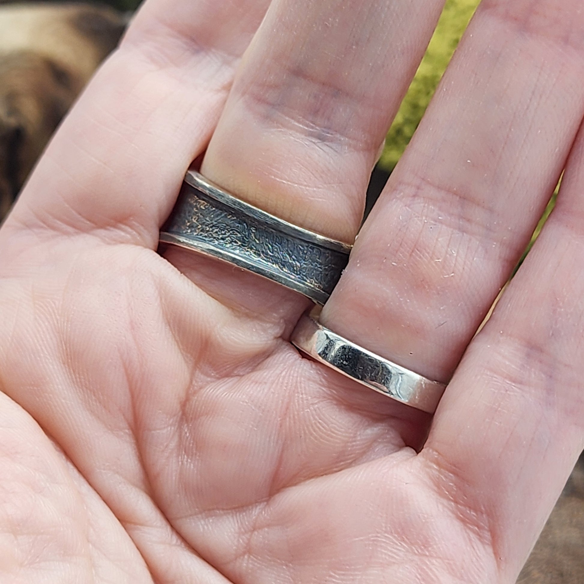 Silver mushroom Forest floor ring, handmade with gold granulation. Only one available