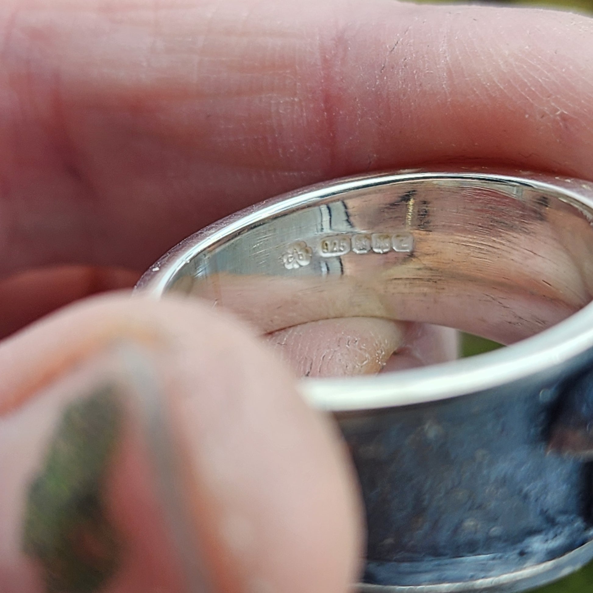 Silver mushroom Forest floor ring, handmade with gold granulation. Only one available